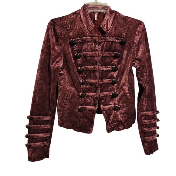 Free People Velvety Military Jacket Purple Size XS - Picture 1 of 15